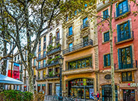 Colourful buildings las ramblas Barcelona