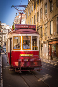 Red tram in Lisbon 